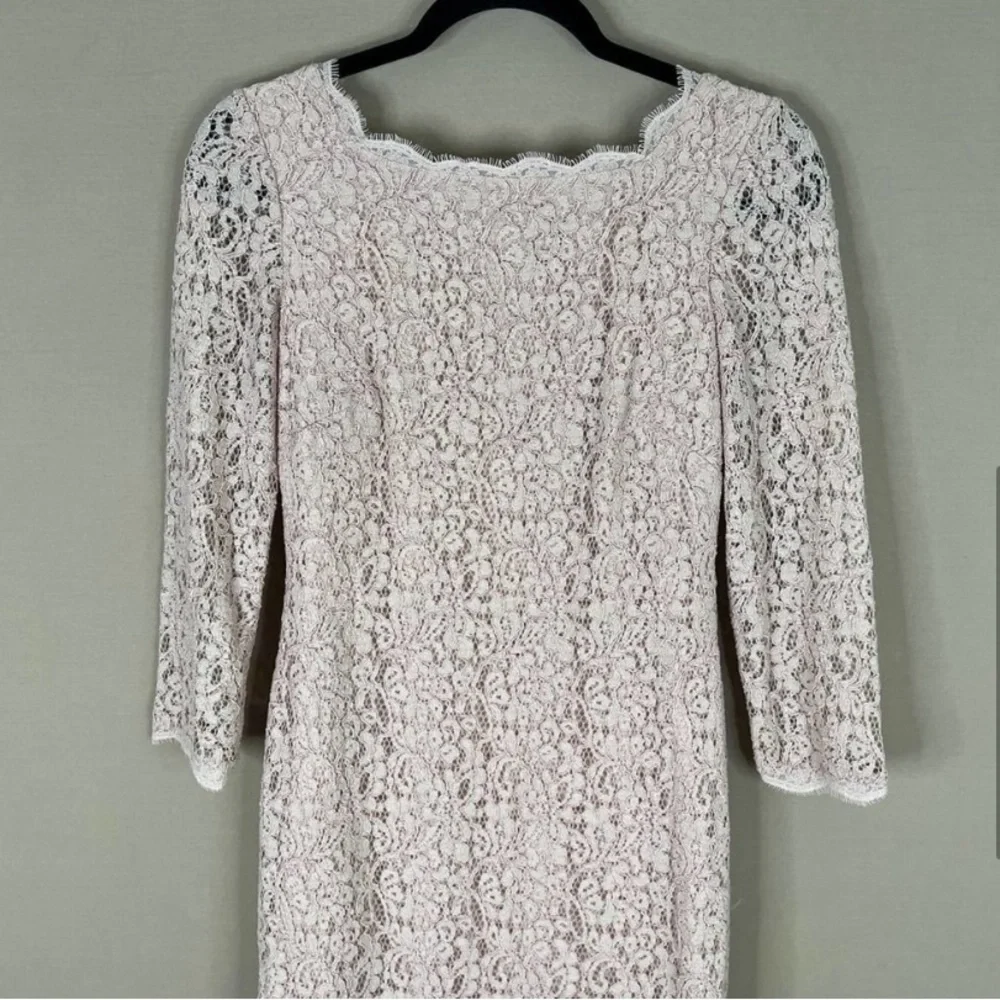 Adrianna Papell Evening Lace Dress with Exposed Back Zipper Pale Pink Size 6 - Picture 5 of 11